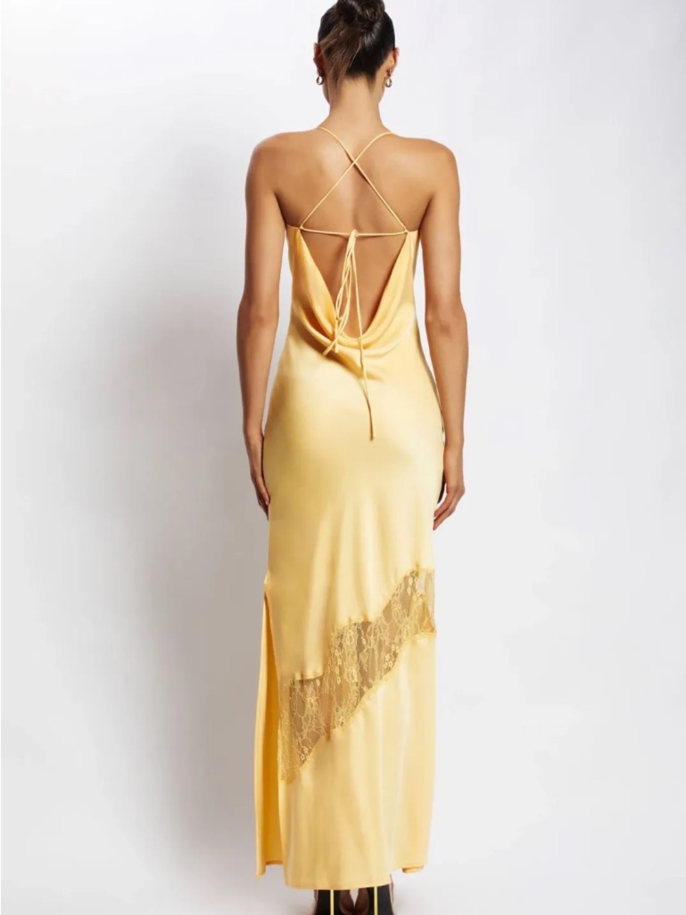 Meshki Bias Satin Slip Dress Lace Statement - Picture 5 of 7
